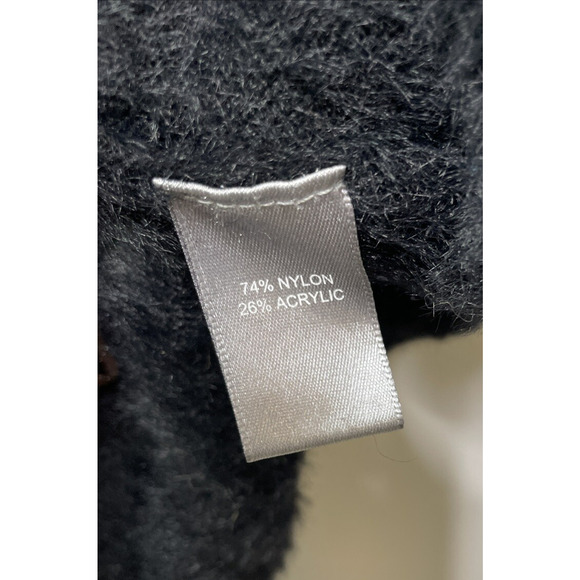 Marled Reunited Clothing Sweater Faux Fur Black Mock Neck Fuzzy Goth Dark Small - Picture 5 of 8